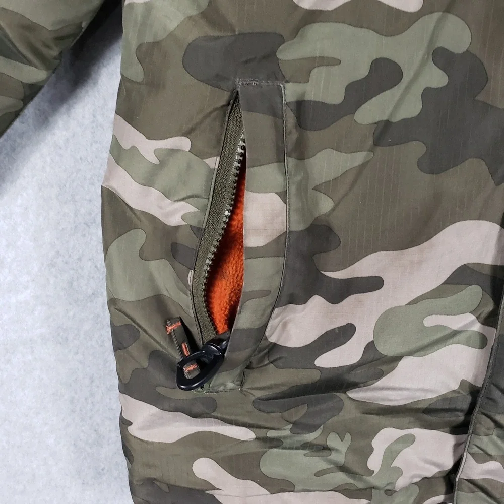 The Children's Place Boys Camo Jacket Large 10/12 Hooded Fleece Lined Camouflage